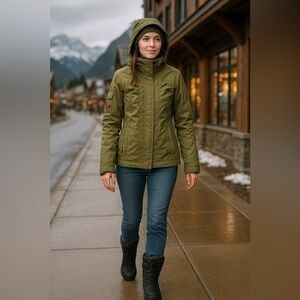 Mission Six Falcon Series Jacket XS RECCO Hooded Olive Green Snow Ski Ride